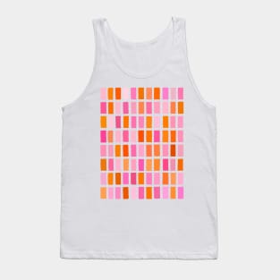 Pink and Orange, Sketchy, Block Pattern Tank Top